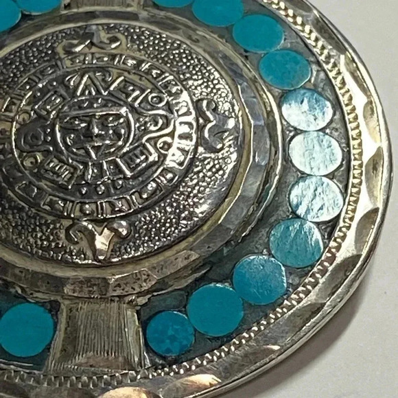 STERLING SILVER & TURQUOISE NECKLACE/BROOCH. MEXICO. - Picture 9 of 9